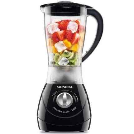 Liquidificador Mondial Power 2 Black L-28 1,25L com Jarra San Cristal 2 Velocidades Preto 550W – 110v