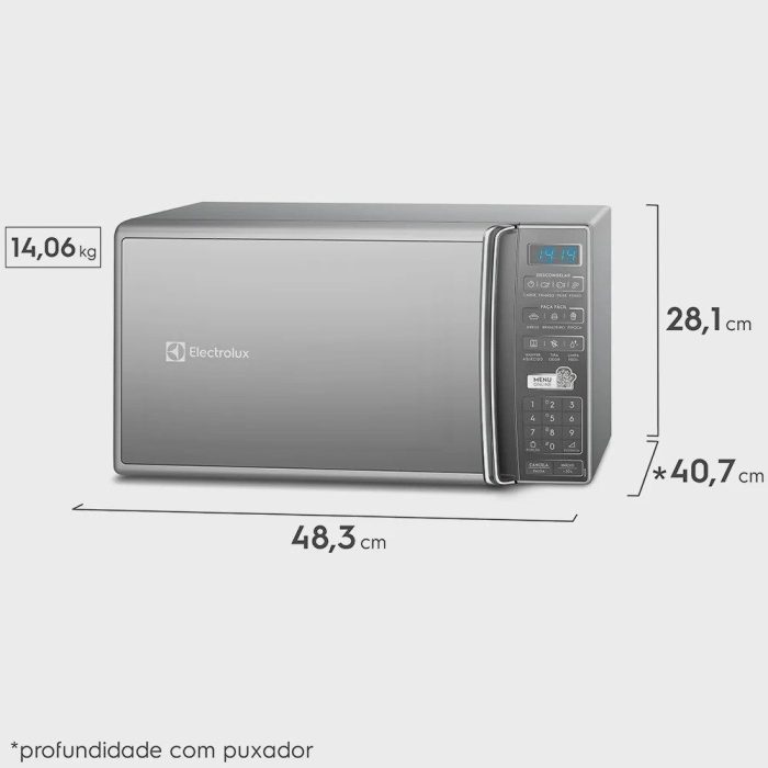 Micro-Ondas cor Prata 27L com 55 Receitas pré-programadas no Menu Online Electrolux (MS37R) - Imagem 2