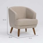 Poltrona Betania Linho Aveia e Madeira - Imagem 4