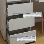 Penteadeira 5 Gavetas 100% Mdf Sem Espelho Giulia Yescasa Off White - Imagem 7