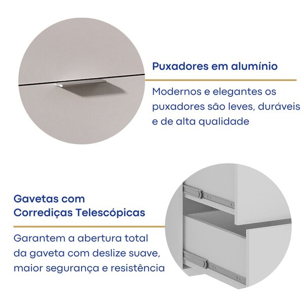 Penteadeira 9 Gavetas Com Espelho E Led 8402 Branco - Imagem 8