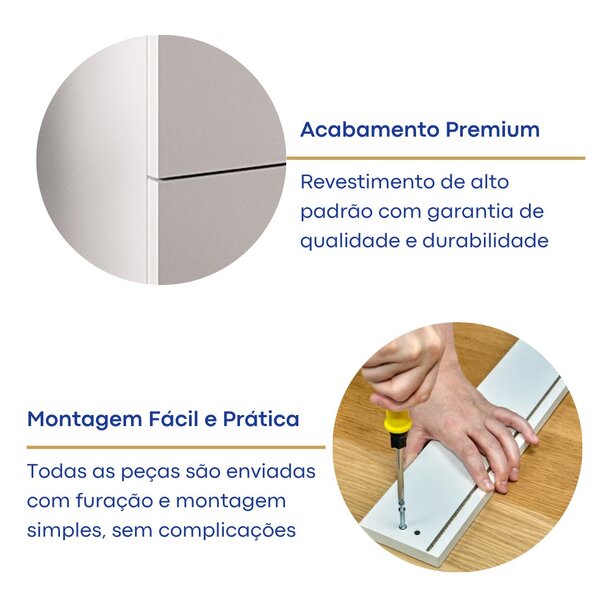 Penteadeira 9 Gavetas Com Espelho E Led 8402 Branco - Imagem 9