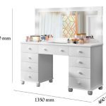 Penteadeira Branca Camarim 9 Gavetas Led Espelho + Banqueta - Imagem 3