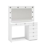 Penteadeira Camarim Com Espelho 7 Gavetas E Tomada Diamante Espresso Móveis Branco - Imagem 5